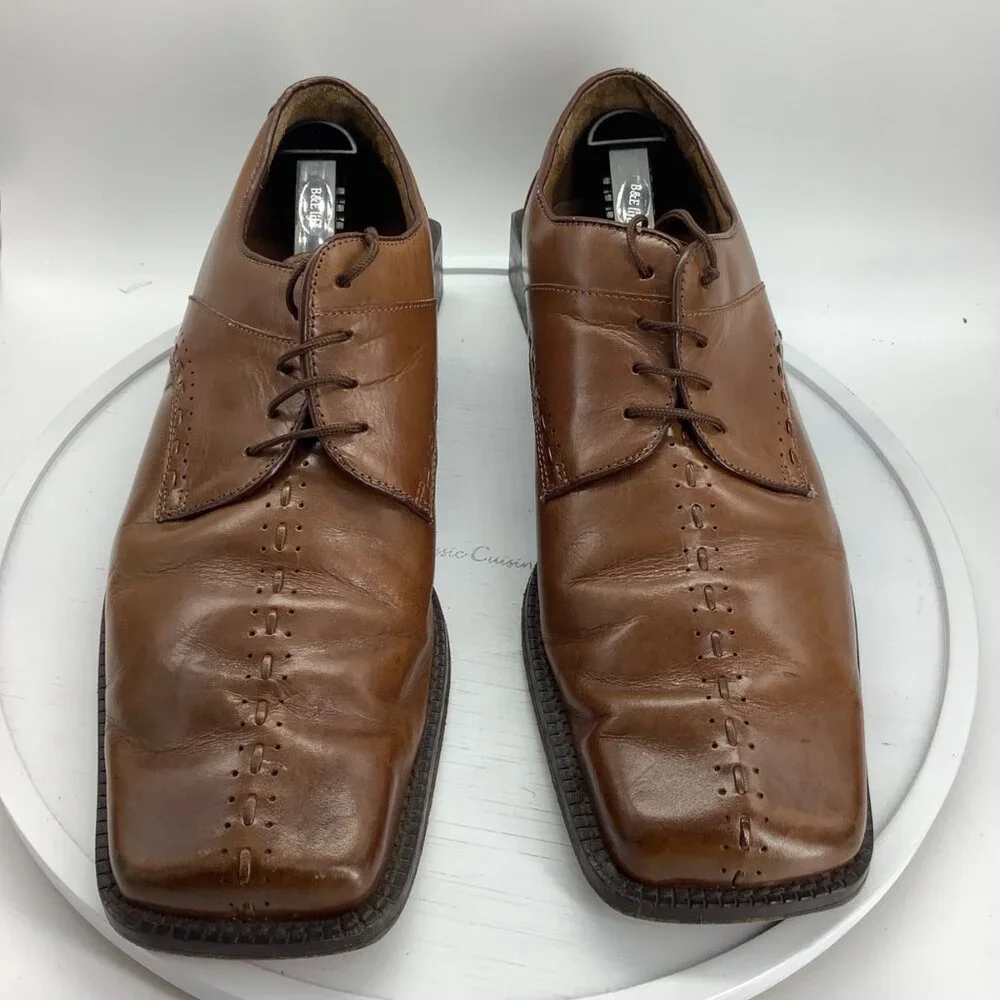 Fratelli Rosetti Leather Square Toe Oxford Lace Up Dress Shoes Men 12 Brown‎